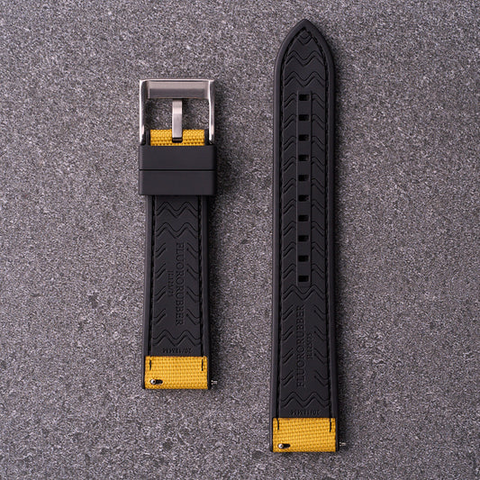 The Aston - Sailcloth & FKM Rubber Watch Strap Yellow