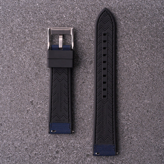The Aston - Sailcloth & FKM Rubber Watch Strap Navy