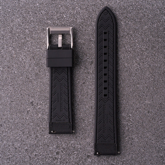 The Aston - Sailcloth & FKM Rubber Watch Strap Black