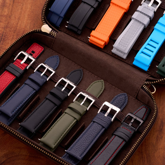 Leather 12-Slot Watch Strap Storage Case
