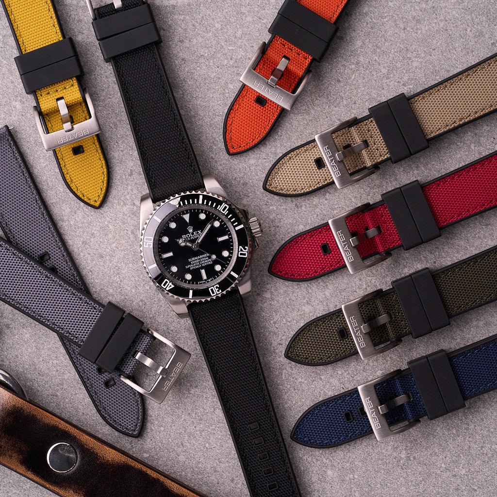 The Aston - Sailcloth & FKM Rubber Watch Strap Navy