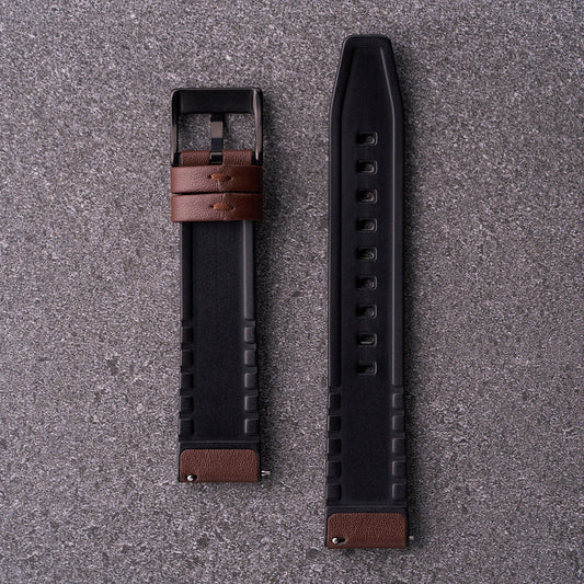 The Lannister - Leather & Rubber Watch Strap Brown