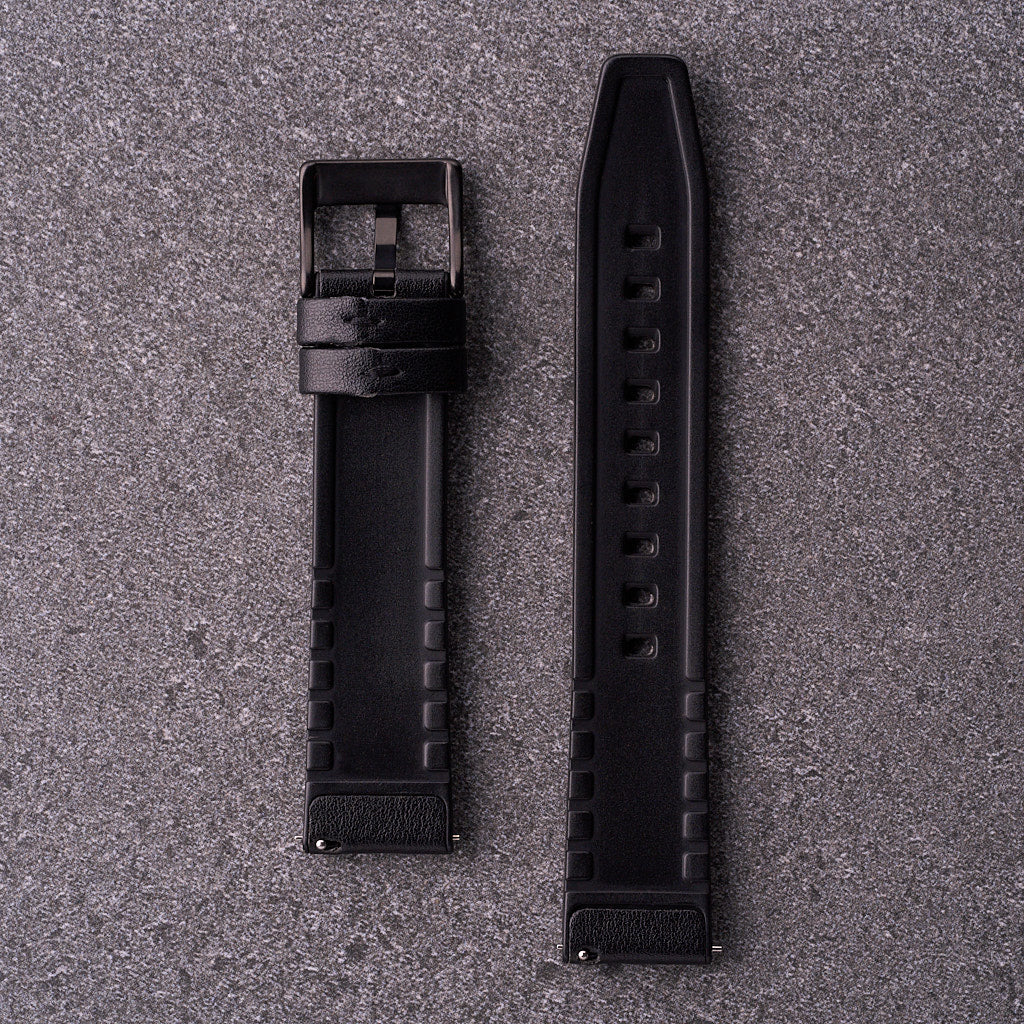 The Lannister - Leather & Rubber Watch Strap Red & Black