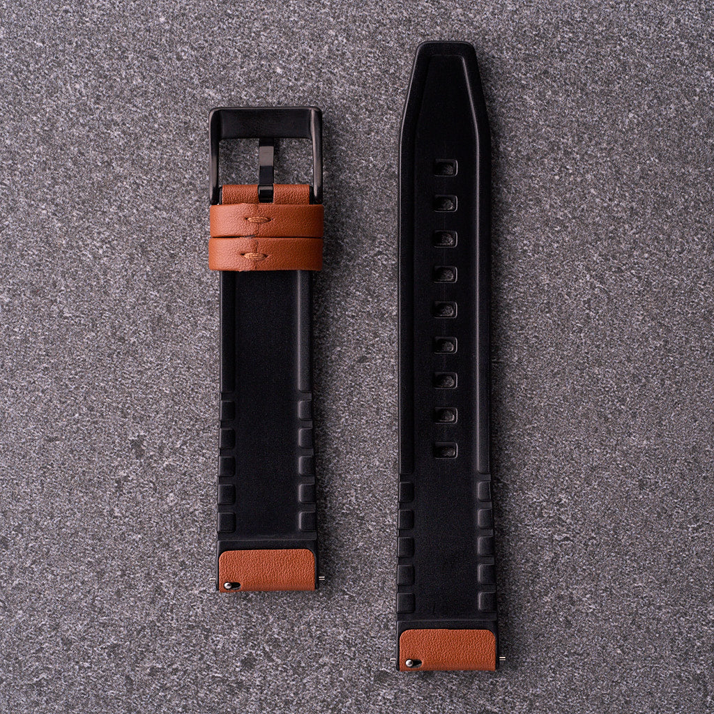 The Lannister - Leather & Rubber Watch Strap Light Brown