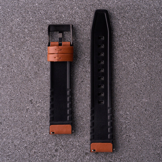The Lannister - Leather & Rubber Watch Strap Light Brown