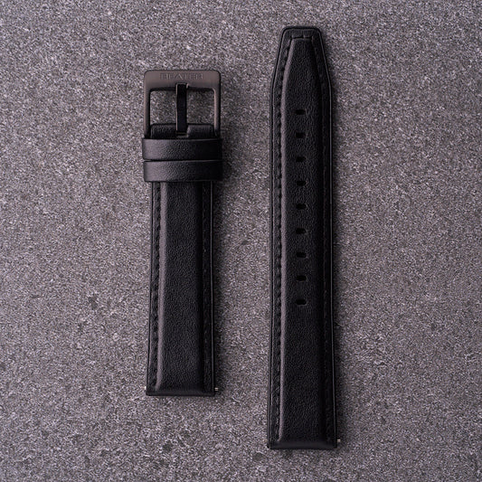 The Lannister - Leather & Rubber Watch Strap Black
