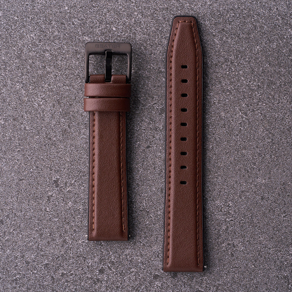 The Lannister - Leather & Rubber Watch Strap Brown