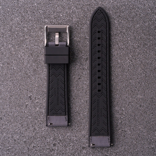 The Aston - Sailcloth & FKM Rubber Watch Strap Grey