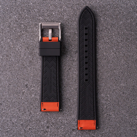 The Aston - Sailcloth & FKM Rubber Watch Strap Orange
