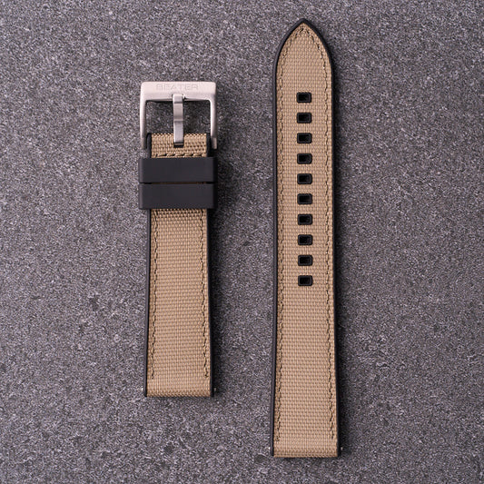 The Aston - Sailcloth & FKM Rubber Watch Strap Khaki
