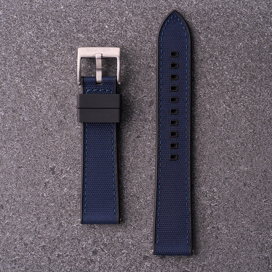 The Aston - Sailcloth & FKM Rubber Watch Strap Navy
