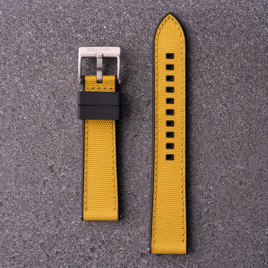 The Aston - Sailcloth & FKM Rubber Watch Strap Yellow
