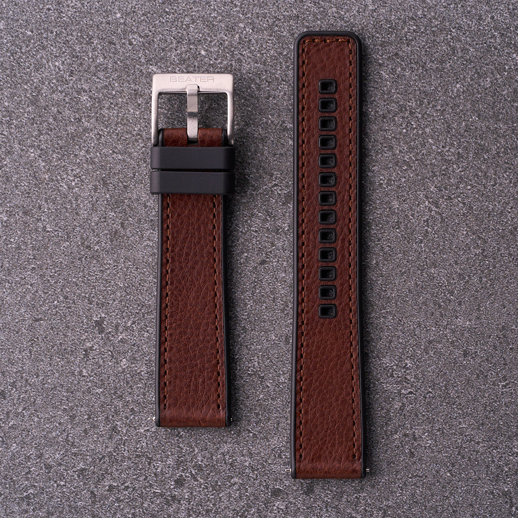 The Tailor - Leather & FKM Rubber Watch Strap Brown