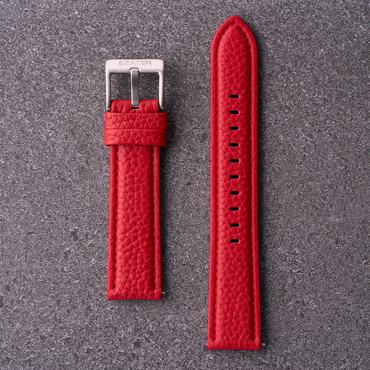 The Manhattan - Textured Leather Watch Strap Red