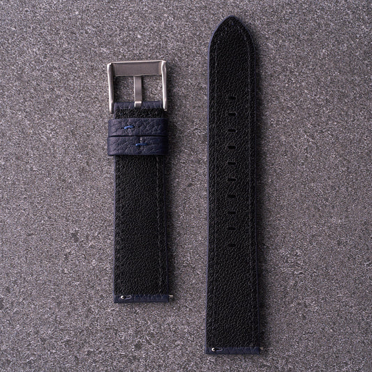 The Manhattan - Textured Leather Watch Strap Navy