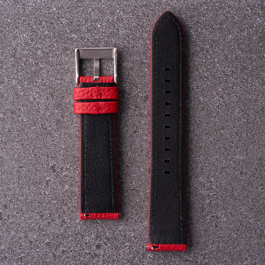 The Manhattan - Textured Leather Watch Strap Red