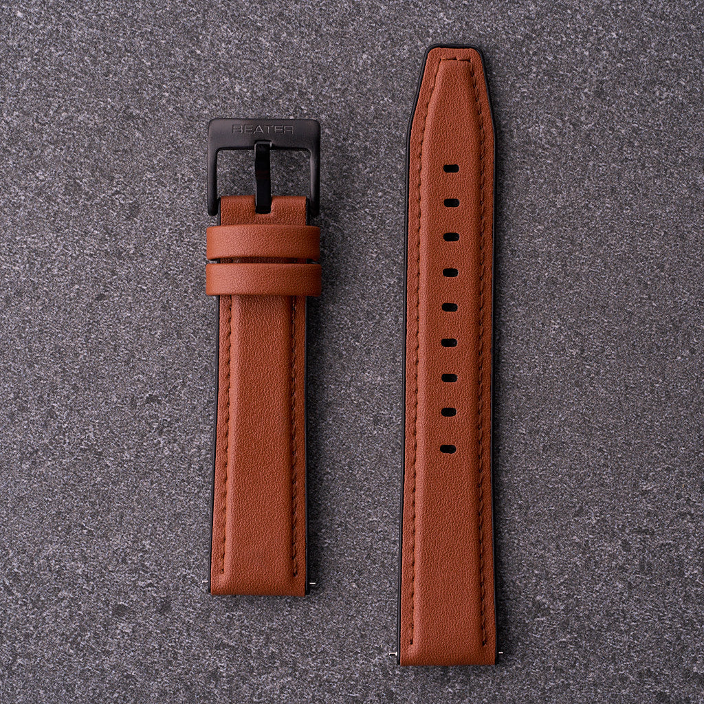 The Lannister - Leather & Rubber Watch Strap Light Brown