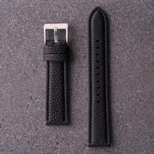 The Manhattan - Textured Leather Watch Strap Black