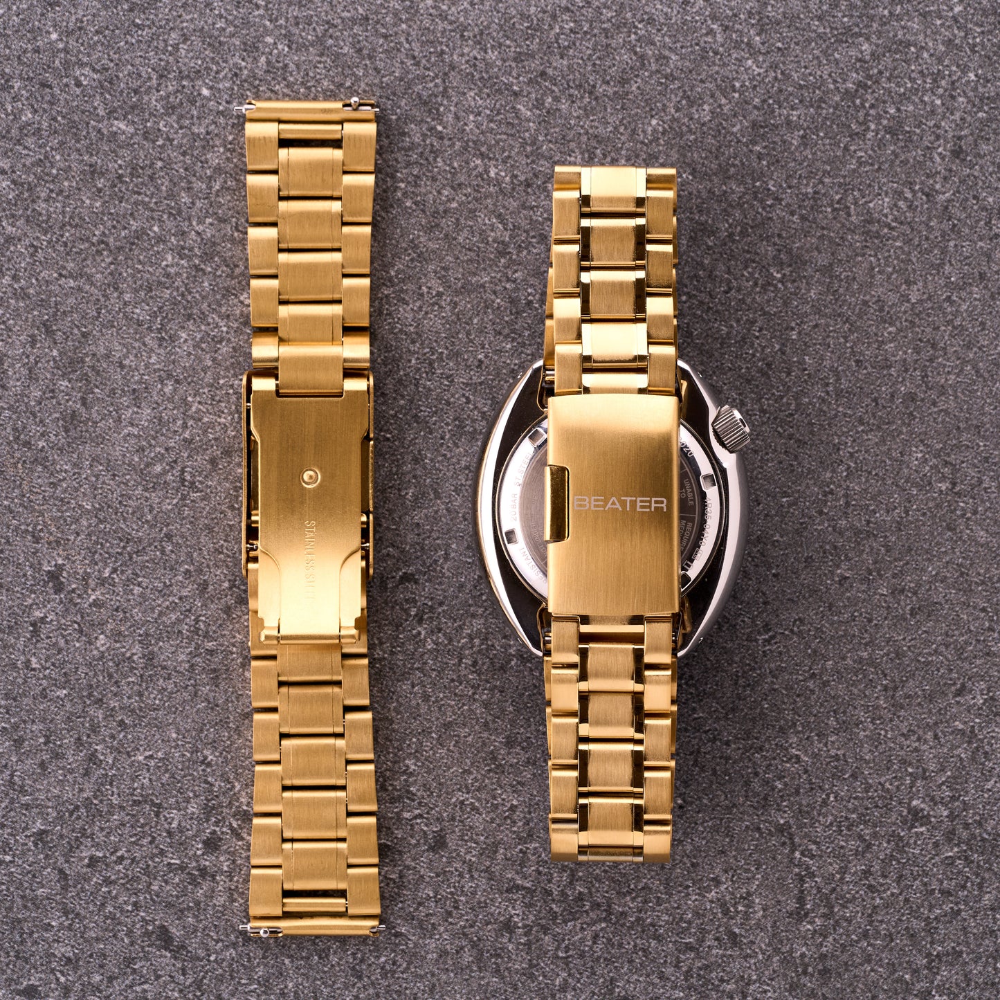 The Mechanic - Stainless Steel Metal Watch Bracelet Gold