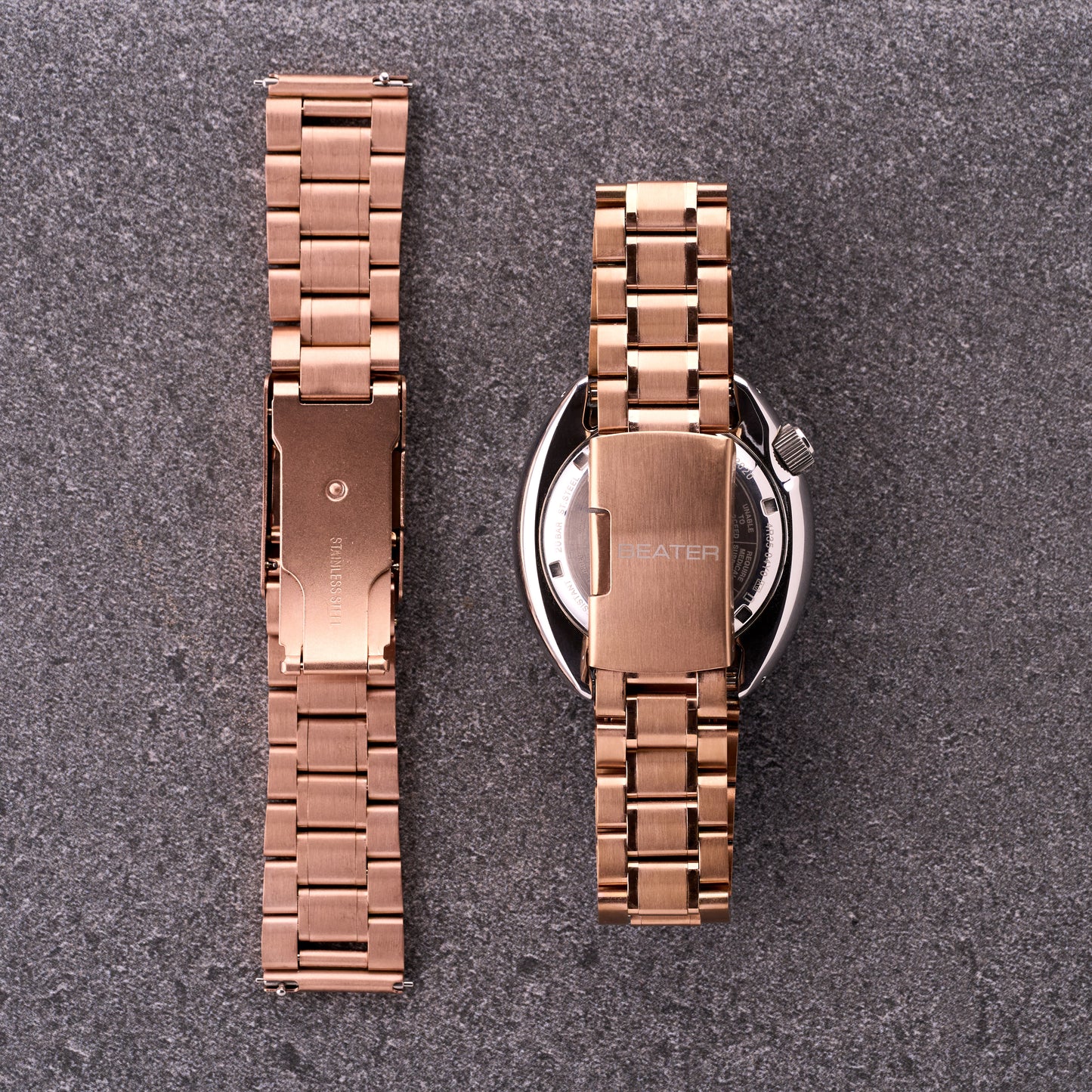 The Mechanic - Steel Metal Watch Bracelet Bronze/Rose Gold