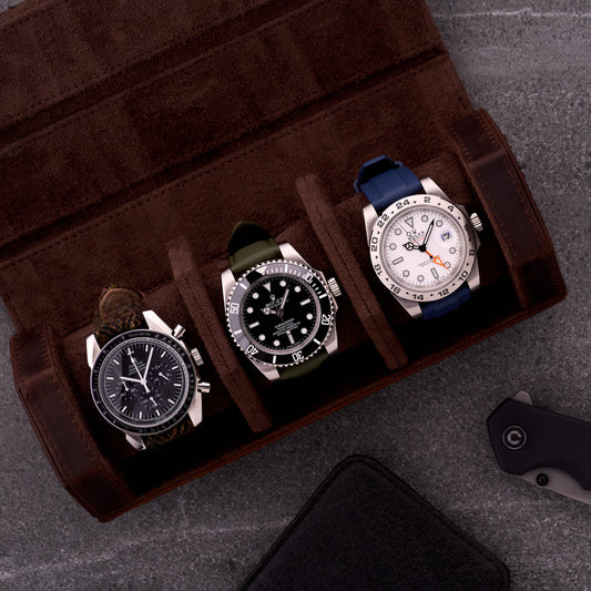 Heritage Leather 3-Slot Watch Storage Case