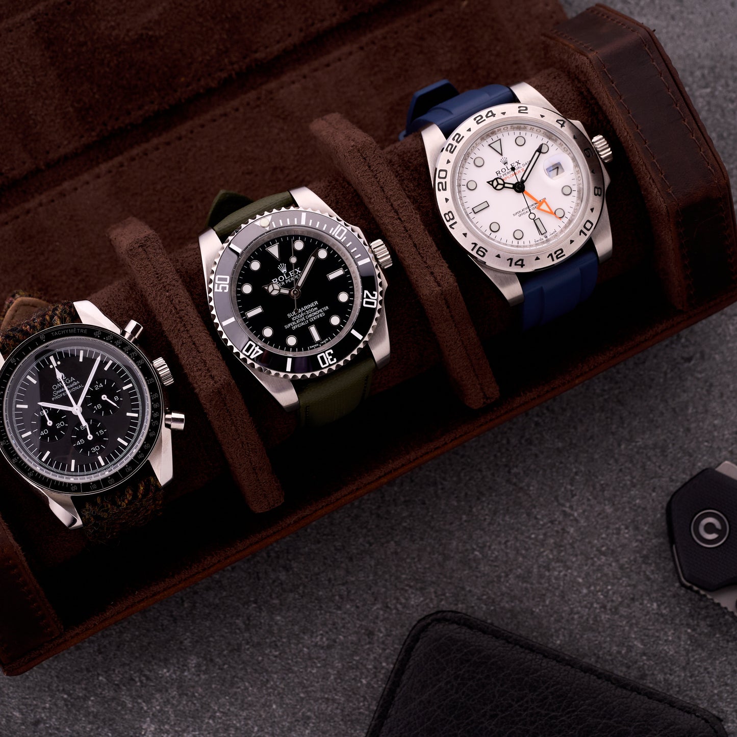 Heritage Leather 3-Slot Watch Storage Case