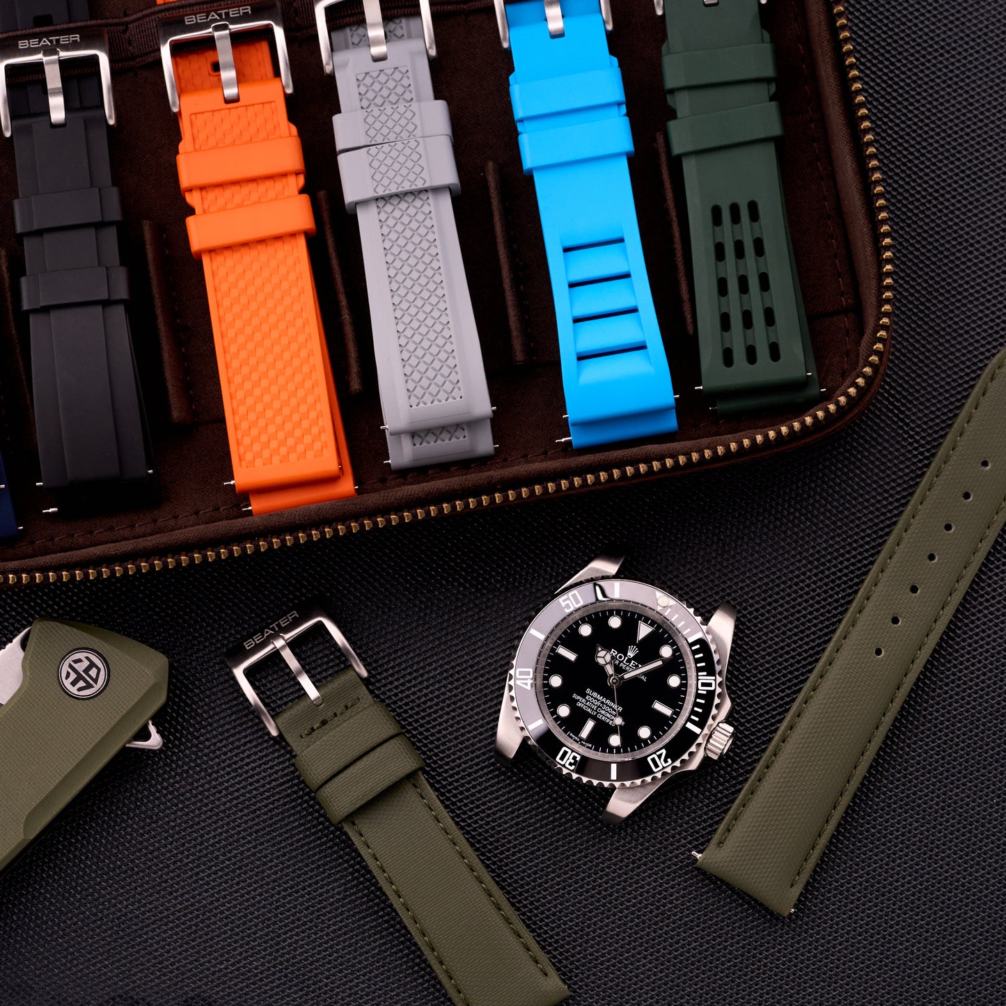 Leather 12-Slot Watch Strap Storage Case