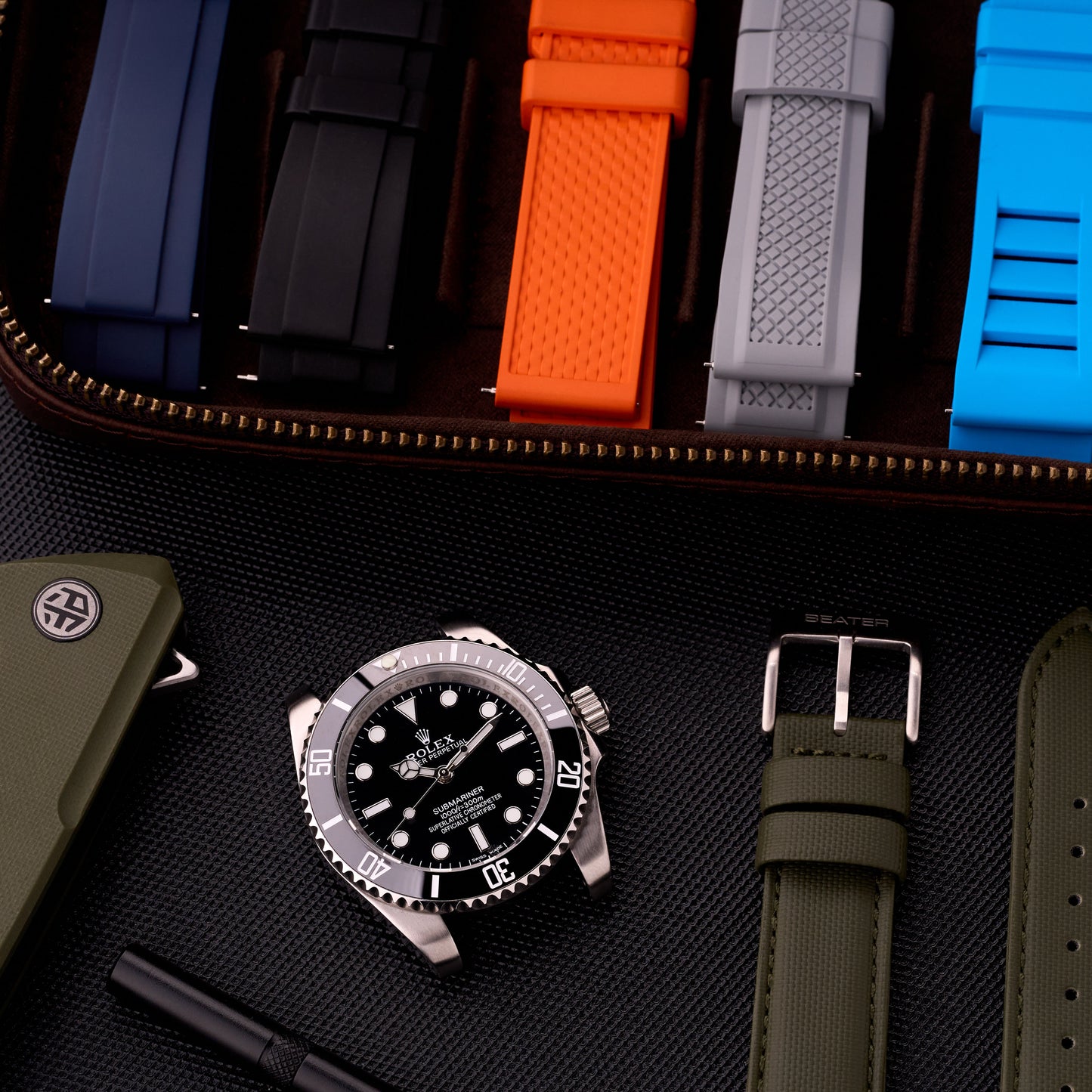 Leather 12-Slot Watch Strap Storage Case