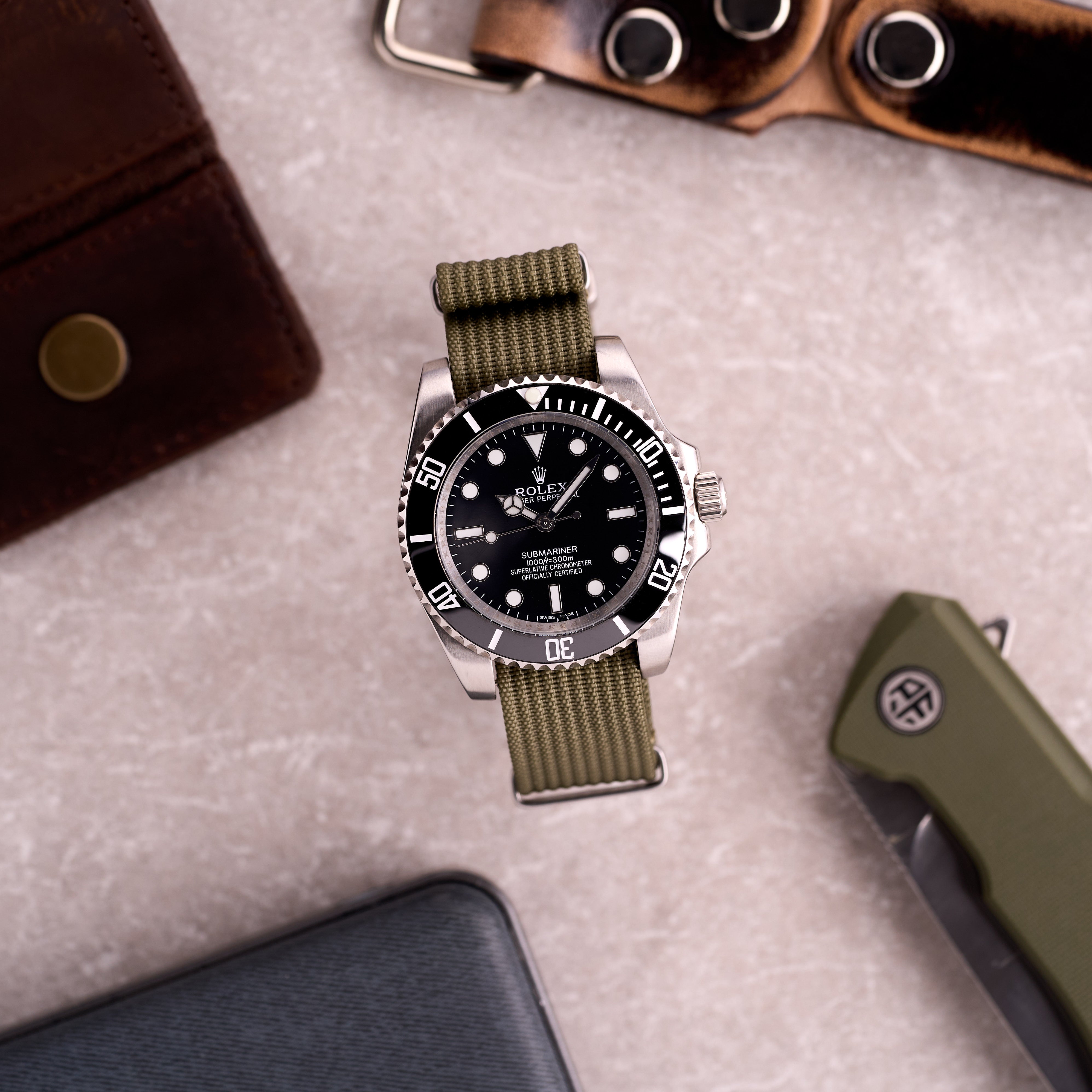 The Operator - Olive Green Corrugated NATO Strap