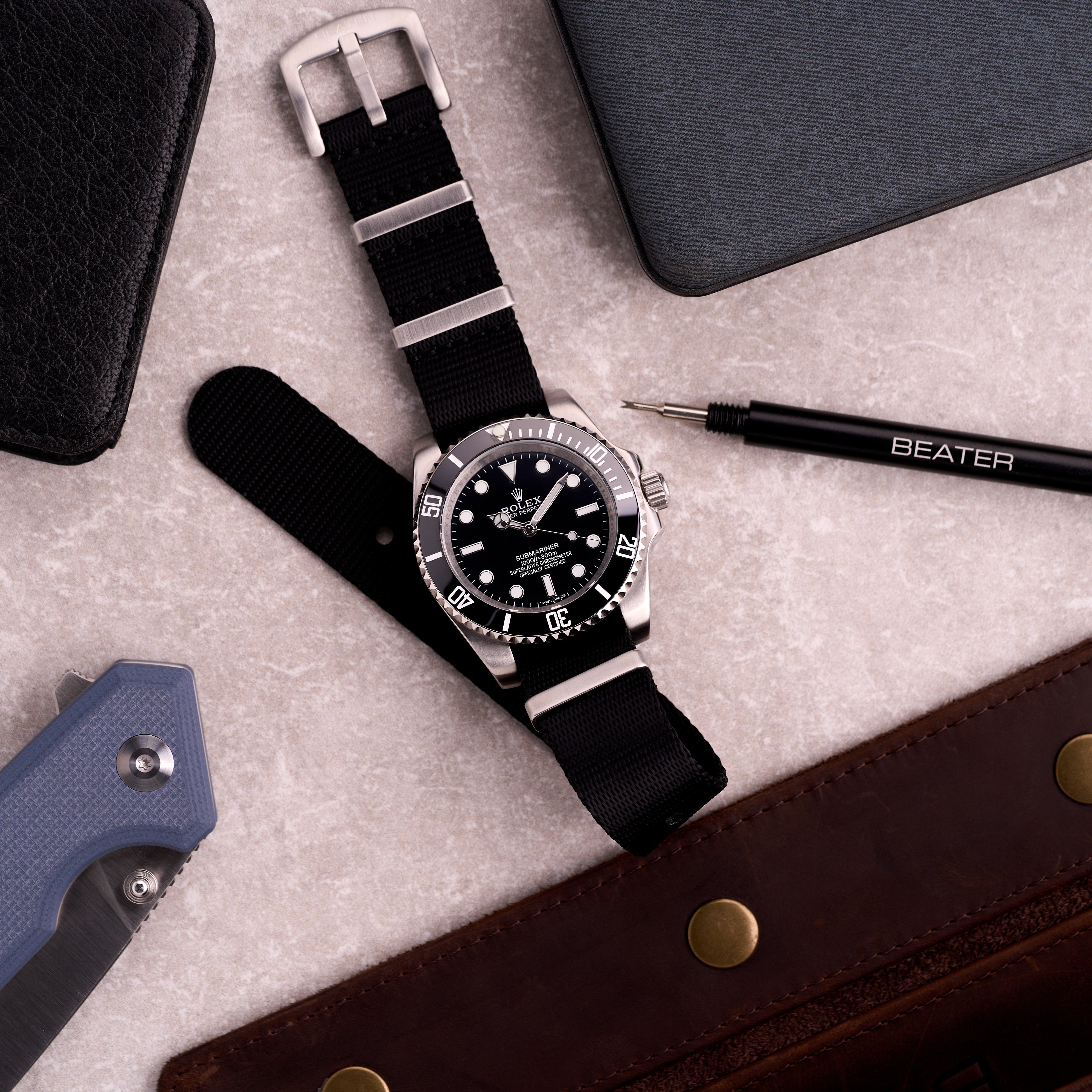 The Sentinel - Black Seatbelt NATO Strap