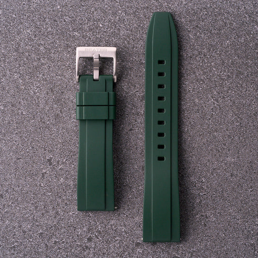 The Specter army green FKM rubber watch band in 18mm 20mm 22mm and 24mm, tactical-style strap for field watches.