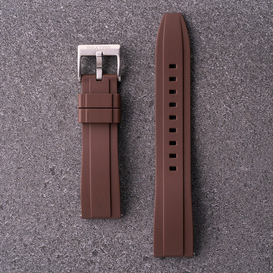 The Specter brown FKM rubber watch strap in 18mm 20mm 22mm and 24mm, warm-toned band for everyday watches.